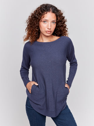 Plushy knit solid sweater