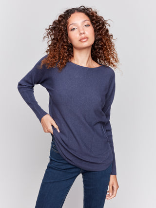 Plushy knit solid sweater