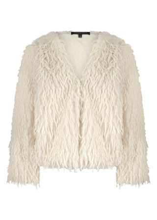 White fluffy cardigan on a white background