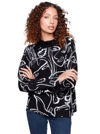 Charlie B Printed Ottoman Funnel Neck Sweater