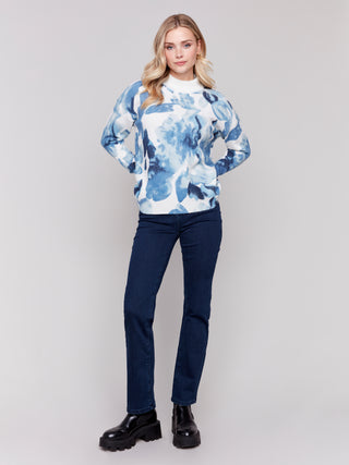 Charlie B Printed Mock Neck Sweater