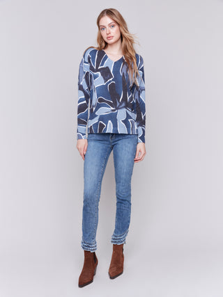 Printed Long  Sleeve Sweater