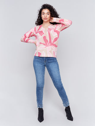 Printed Long  Sleeve Sweater