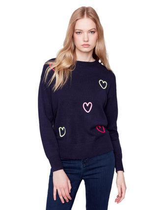 Embroidered Hearts Sweater