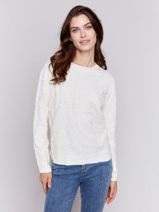 Jacquard Knit Round hem sweater