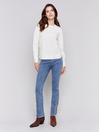 Jacquard Knit Round hem sweater