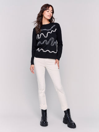 Jacquard Knit Round hem sweater