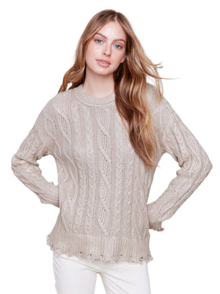 Metallic Cable Knit Sweater