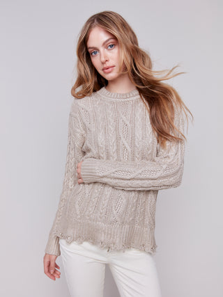 Metallic Cable Knit Sweater