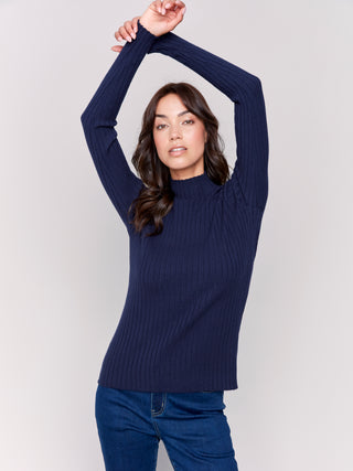 Charlie B Ribbed Mock neck Sweater