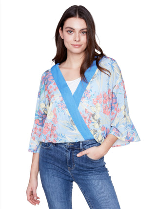 Printed Overlap blouse