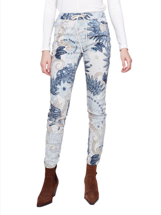 Crinkle Printed Suede Pull on Pant