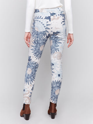 Crinkle Printed Suede Pull on Pant