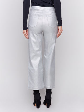 Shinny Wax flare leg pant