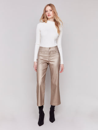 Shinny Wax flare leg pant