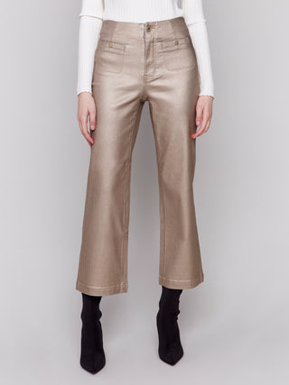 Shinny Wax flare leg pant