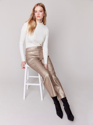 Shinny Wax flare leg pant