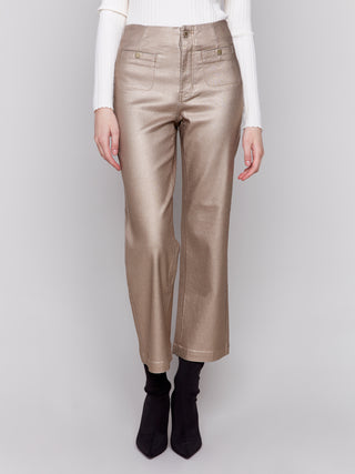 Shinny Wax flare leg pant