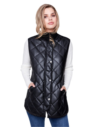 Charlie B Long Quilted Leather Vest