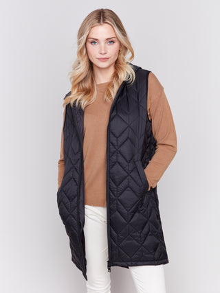 Charlie B Long Quilted Puffer Vest