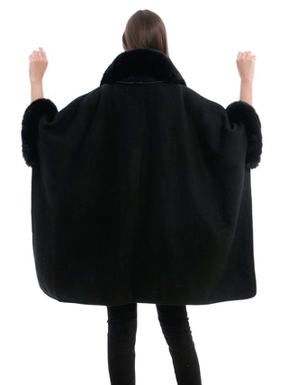 AOTA Faux Fur Trim Poncho