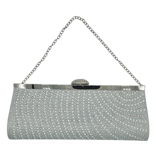 Crystale oblong pearl rhinestone clutch