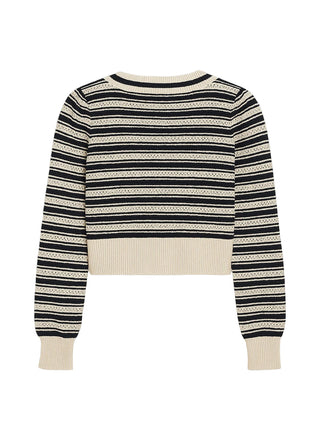 Black and white striped sweater on a white background