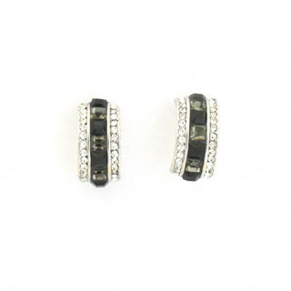 CrystalWater Jet/Blk/Clear Square ClipOn Earring