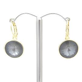 Crystal Waters French Hook Gold Dk Grey Earring