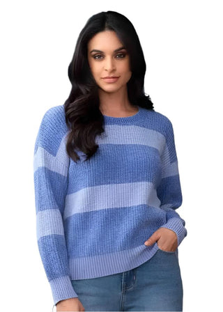 Elena Wang Striped Sweater without collar