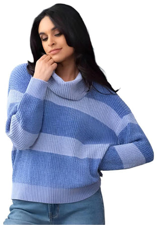 Elena Wang Striped Sweater with collar