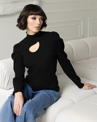 Elena Wang Cutout Turtleneck Sweater