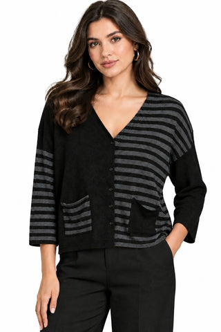 Fashion Concepts Striped Knit Cardigan