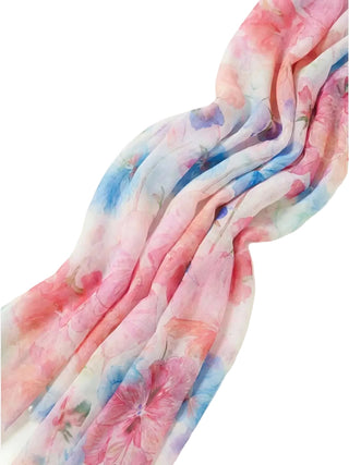 Multicolored floral scarf on a white background