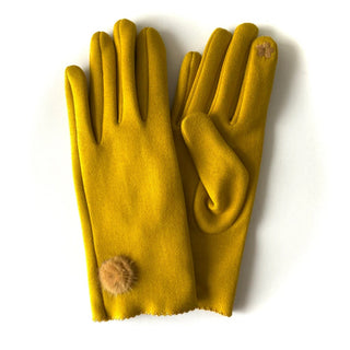 Luv & Co. Faux Fur Pompom detail Glove