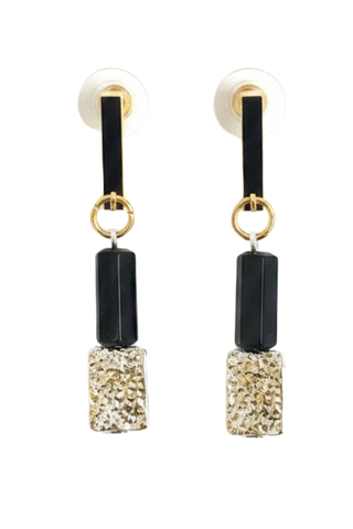 Merx Mixed Metal Drop Earring -Black