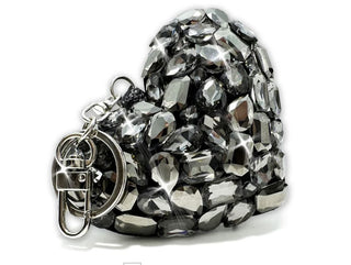 Jacqueline Kent Keychain Jeweled Heart - Hematite