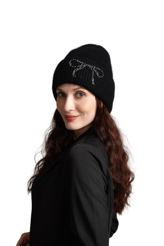 AOTA Rhinestone Bow Beanie Hat