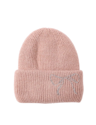 AOTA Rhinestone Bow Beanie Hat