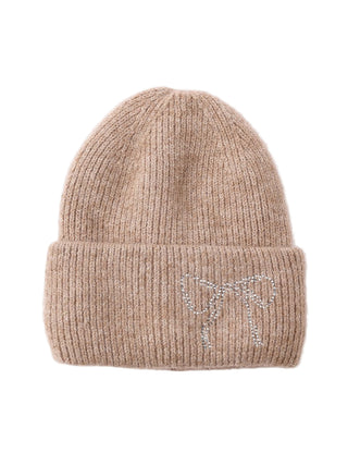 AOTA Rhinestone Bow Beanie Hat