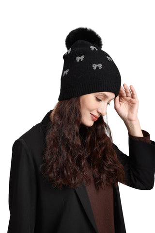 AOTA Rhinestone Bows Beanie