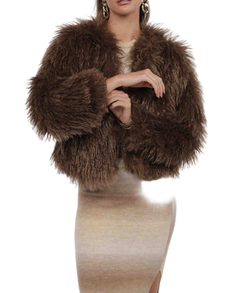 Sage the Label Cropped Vegan Fur Jacket
