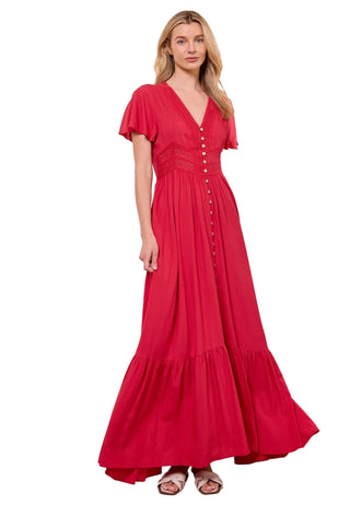 red eye dress Eye-Catching Red Twist Front Midi Dress, Red L