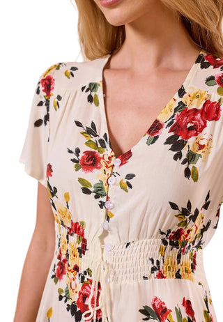 Angel Eye Ruched Waist Maxi Dress