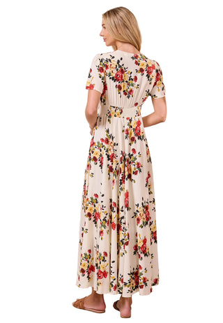 Angel Eye Ruched Waist Maxi Dress