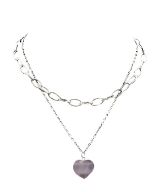 AquaLuxe Rose Quartz Heart Necklace