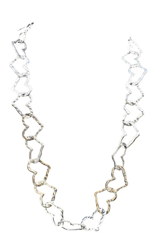 AquaLuxe Hammered Silver Hearts Necklace