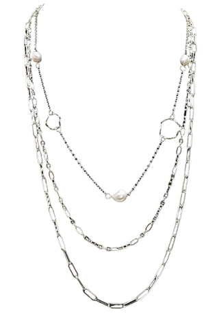 AquaLuxe Multi Strand Silver Necklace