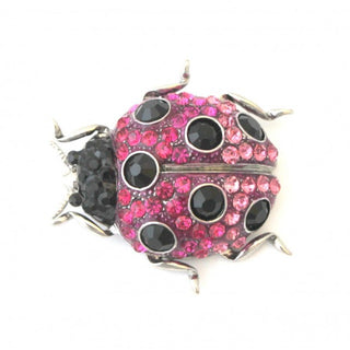 Crystal Waters Fuchsia Rose Lady Bug Pin