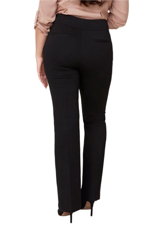 Black pants worn by a person on a light gray background